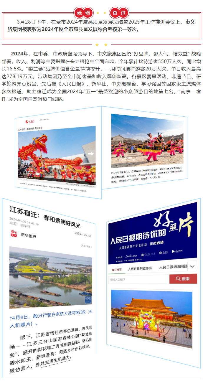 市文旅集團榮獲2024年度全市高質(zhì)量發(fā)展綜合考核第一等次(圖1)